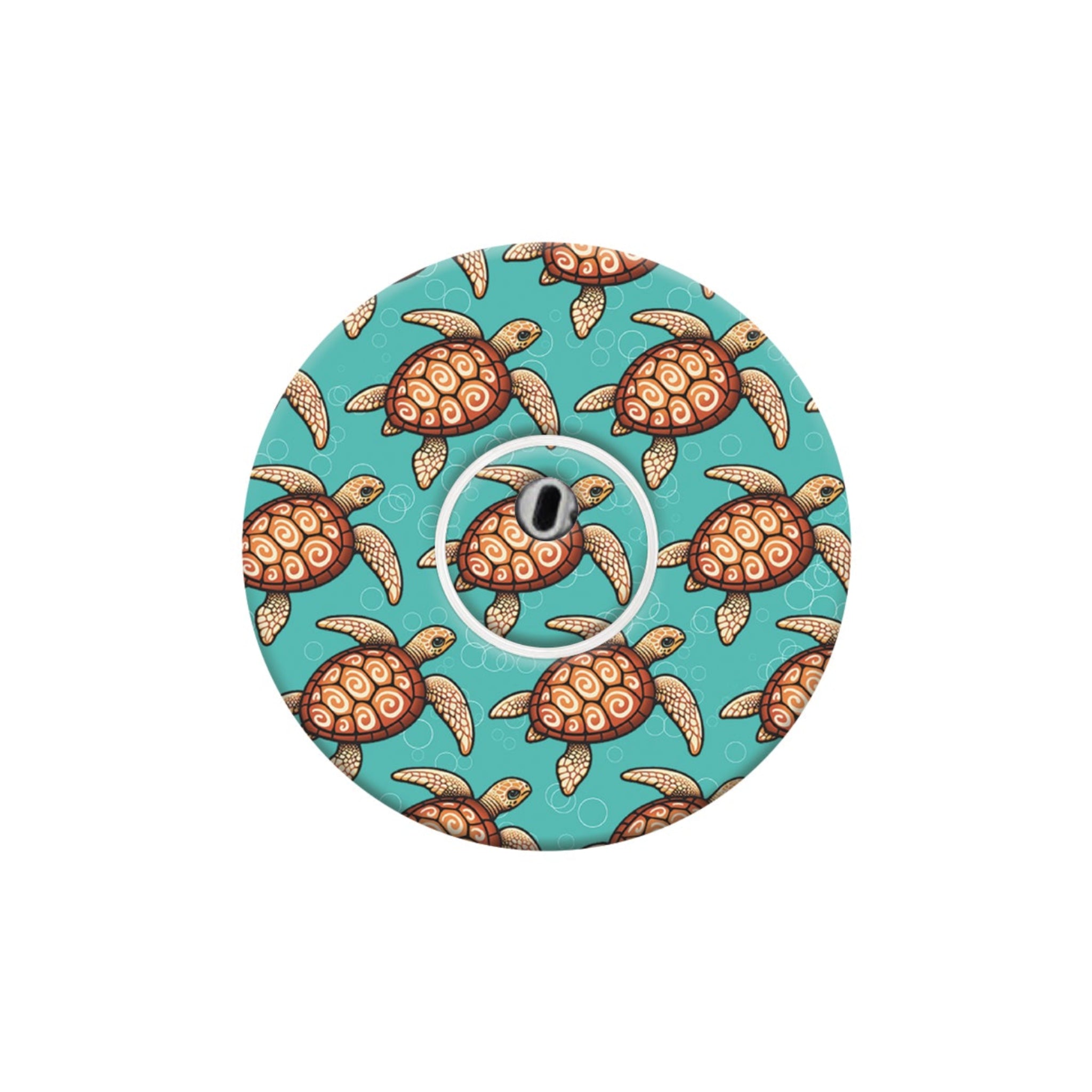 Phone case with turtle pattern on a turquoise background
