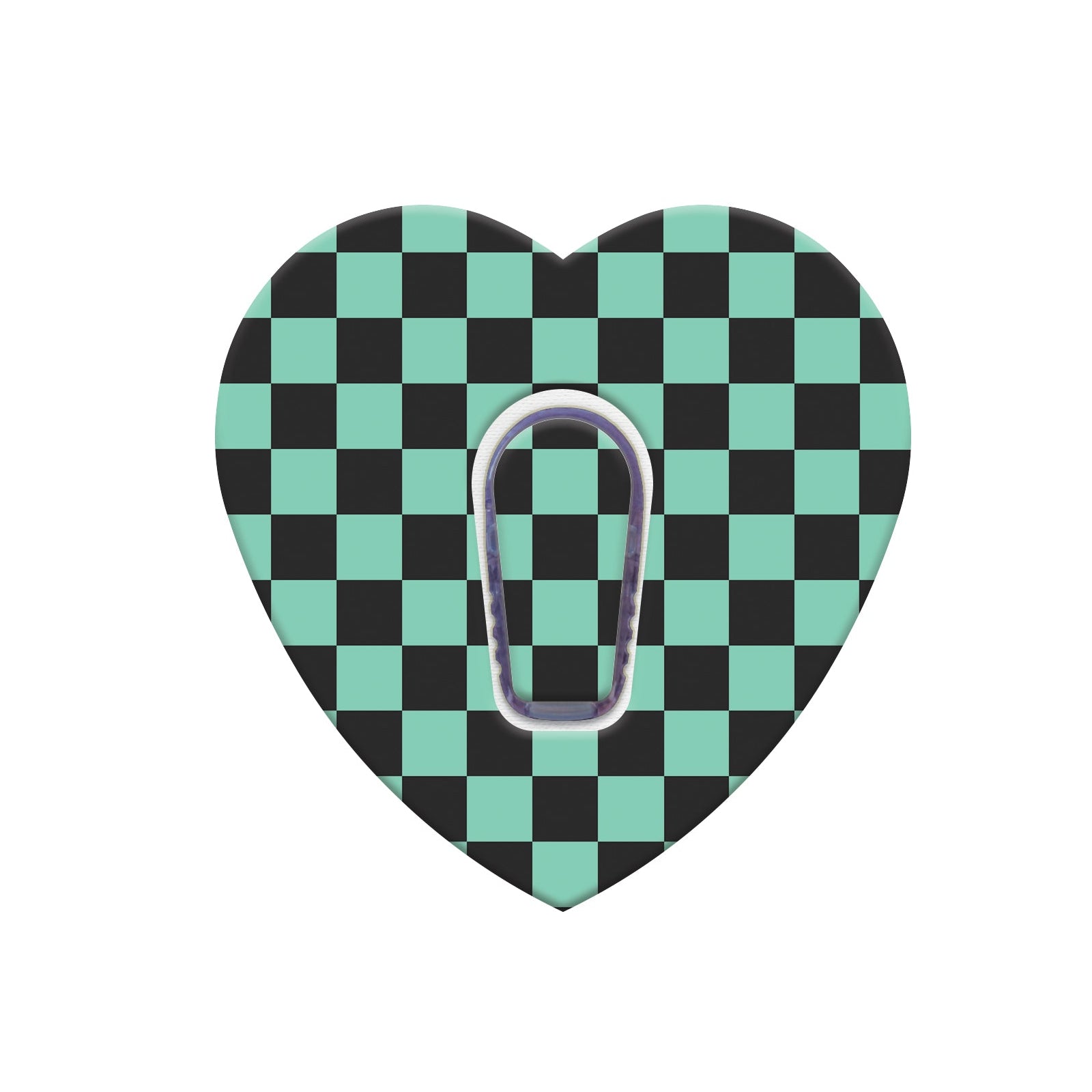 041_teal_and_black_checkers_Heart_Dexcom_G6