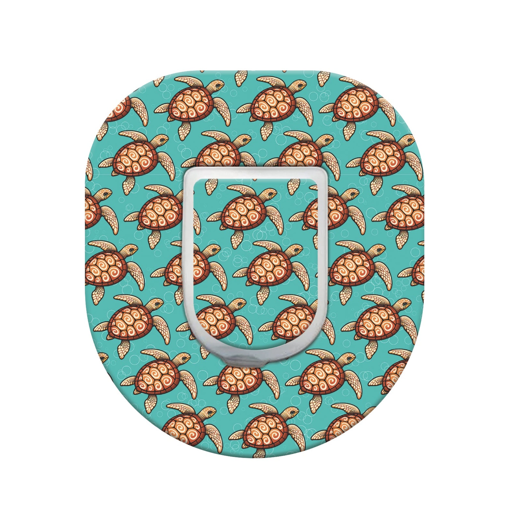 Phone ring holder with turtle pattern on a turquoise background