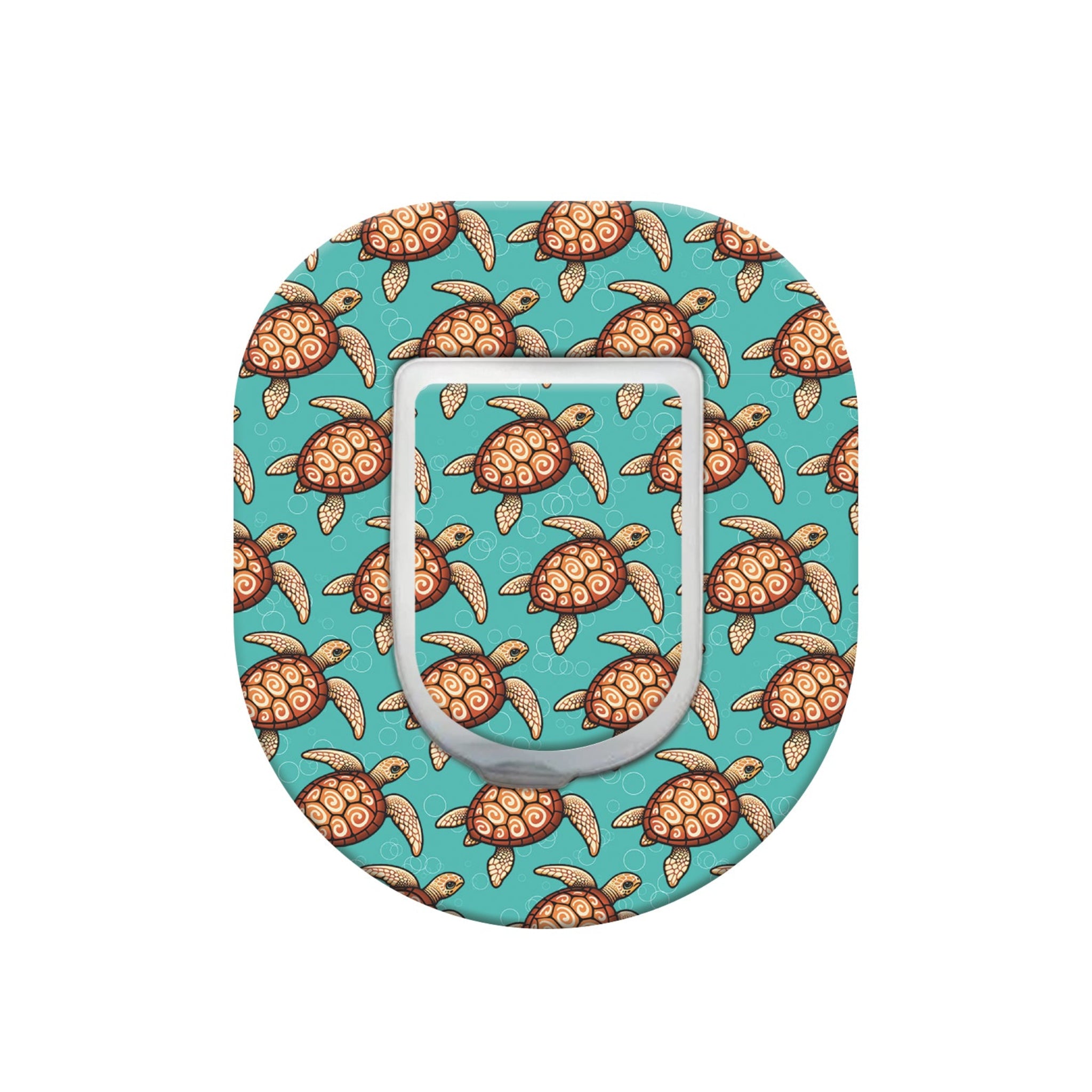 Phone ring holder with turtle pattern on a turquoise background