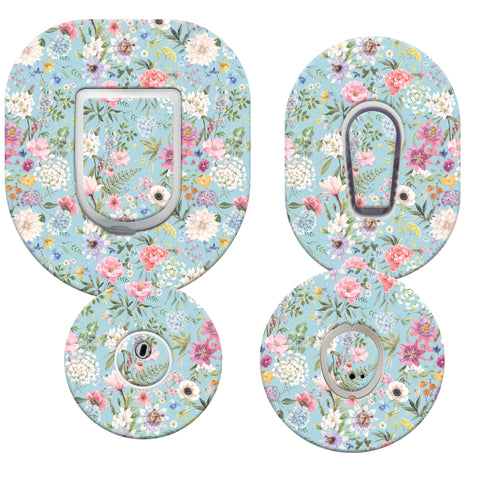 Floral-patterned patch set on a white background