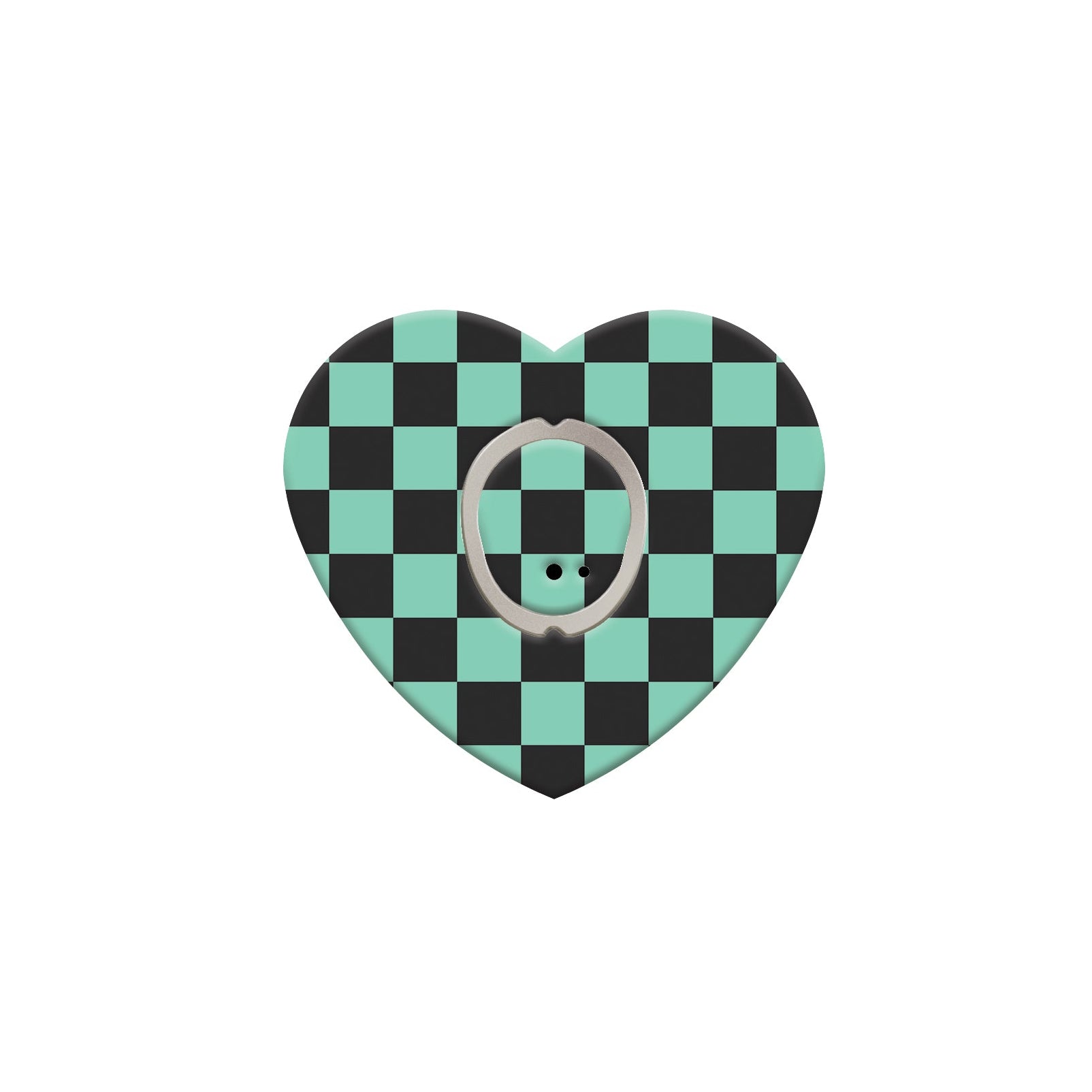 041_teal_and_black_checkers_Heart_Dexcom_G7