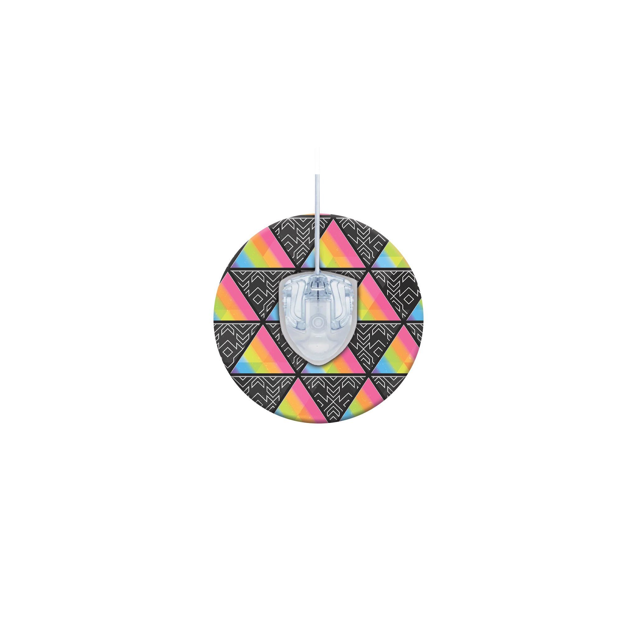 Round mouse pad with geometric pattern on a white background