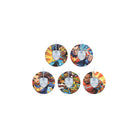 Set of five colorful superhero-themed patches on a white background